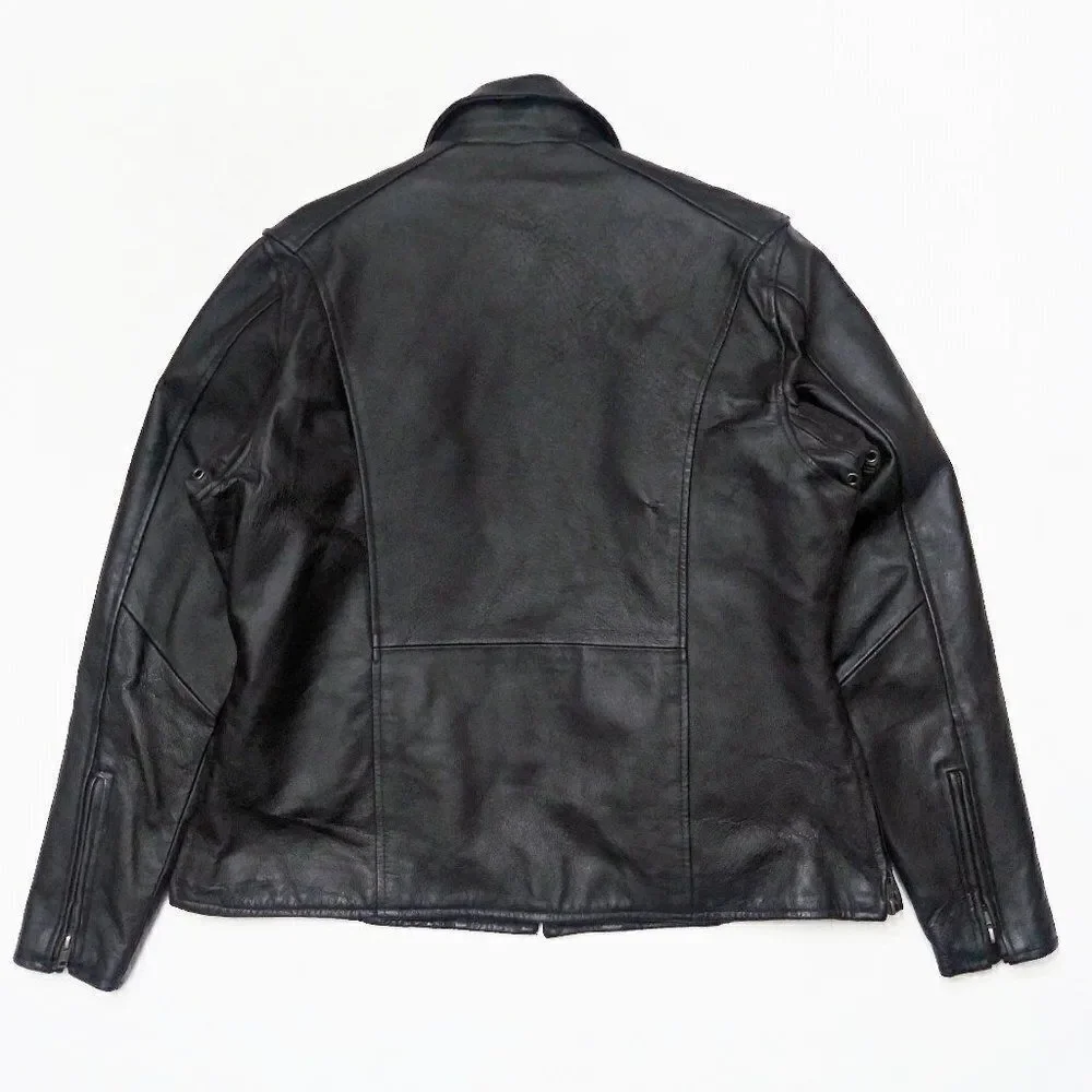 Vintage BIKER'S CLUB Leather Motorcycle Jacket‎ 80's Biker Moto Black Unisex XL